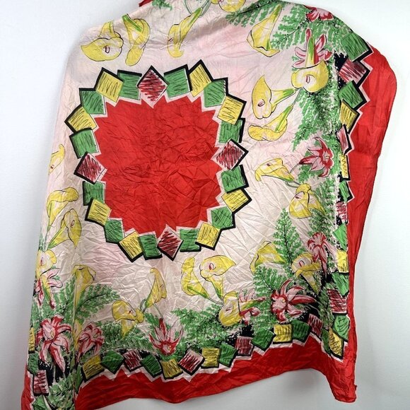 Orange‎ scarf with peace lillies - Picture 2 of 5